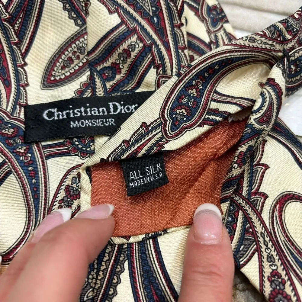 Men’s Vintage Christian Dior 100% Silk Paisley Print‎ Tie